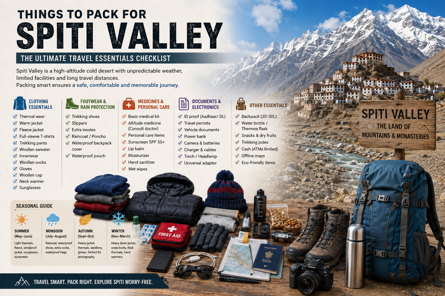 Things to Pack for Spiti Valley: The Ultimate Travel Essentials Checklist (2026 Guide)
